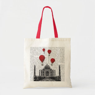 Tote Bag Le Taj Mahal et ballons à air d'un rouge ardent
