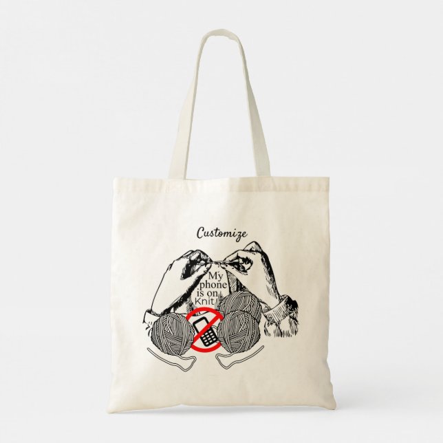 Tote Bag Le téléphone est sur Knit Thunder_Cove (Dos)