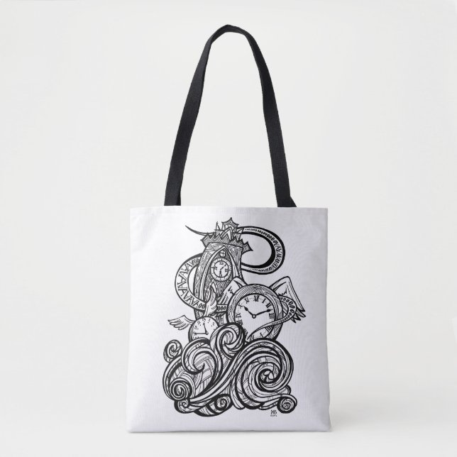 Tote Bag Le temps pilote l'illustration complexe de tour (Devant)