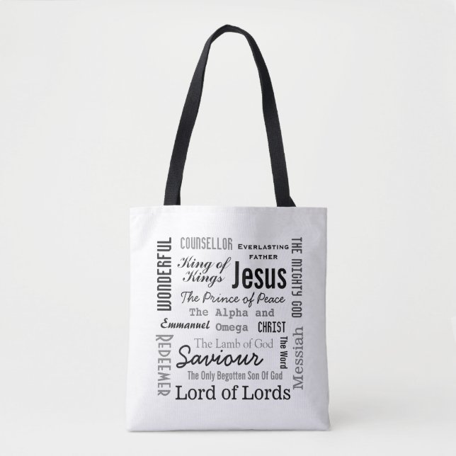 Tote Bag Le texte des noms de Jésus (Devant)