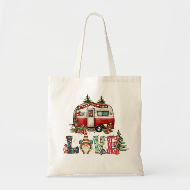 Tote Bag Le thème de Noël du camping pour le camping (Devant)