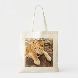 Tote Bag Le tigre CUB prend le reniflard sur une roche