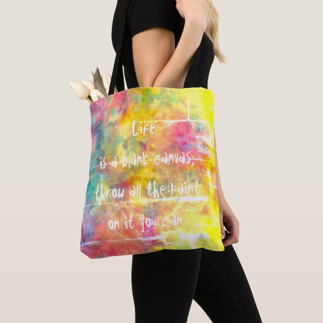 Tote Bag [le tissu du peintre] l'arc-en-ciel affligé (De près)