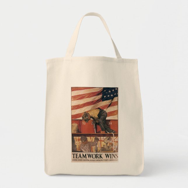 Tote Bag Le travail d'équipe gagne (Devant)