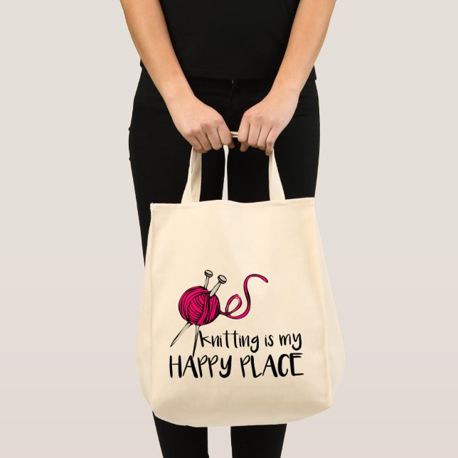 Tote Bag Le tricot est mon endroit heureux (Devant (produit))