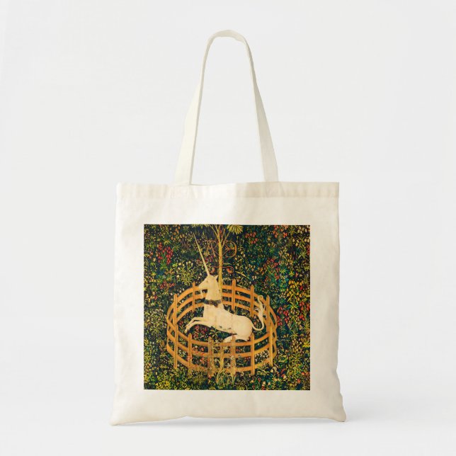 Tote Bag Le Unicorn repose dans un jardin (Tapisseries Unic (Devant)