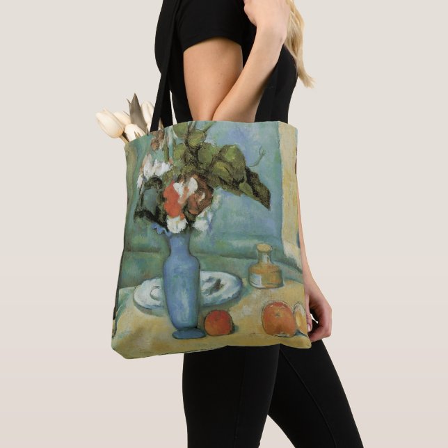 Tote Bag Le Vase bleu (Fleurs et Fruits) de Paul Cézanne (De près)