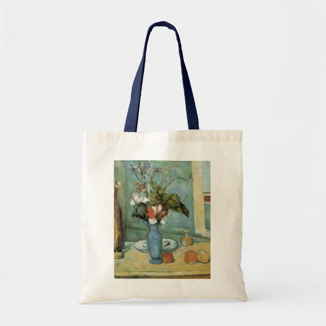 Tote Bag Le Vase bleu (Fleurs et Fruits) de Paul Cézanne (Devant)