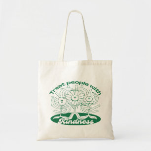 Tote Bag Le Vert Traite Les Gens Avec Des Fleurs Et Un Coeu