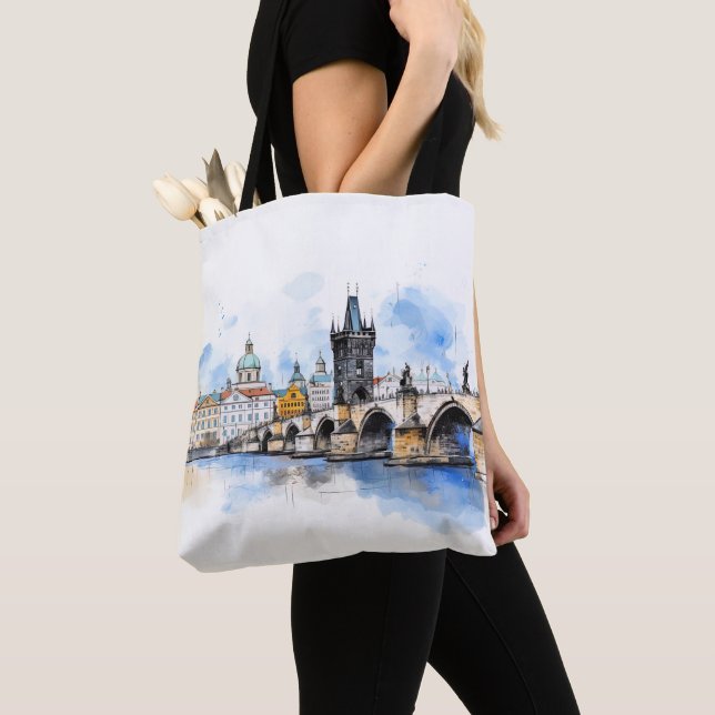 Tote Bag Le vieux Prague, l'élégance intemporelle sur le ch (De près)