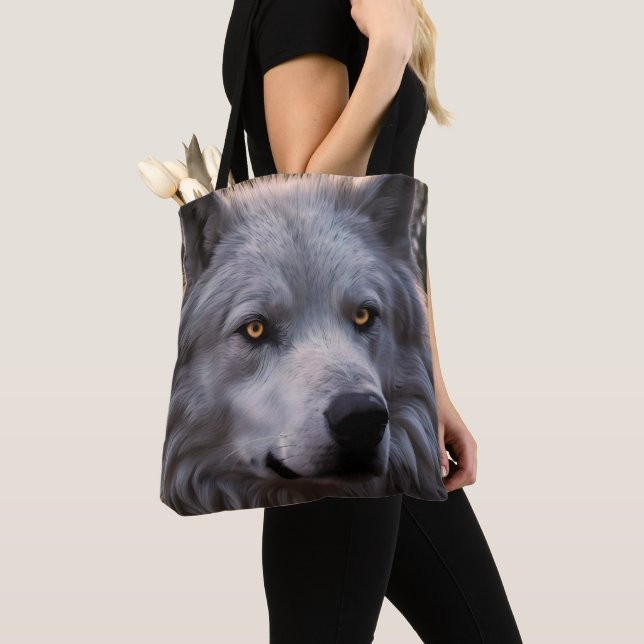 Tote Bag Le visage du loup blanc, (De près)