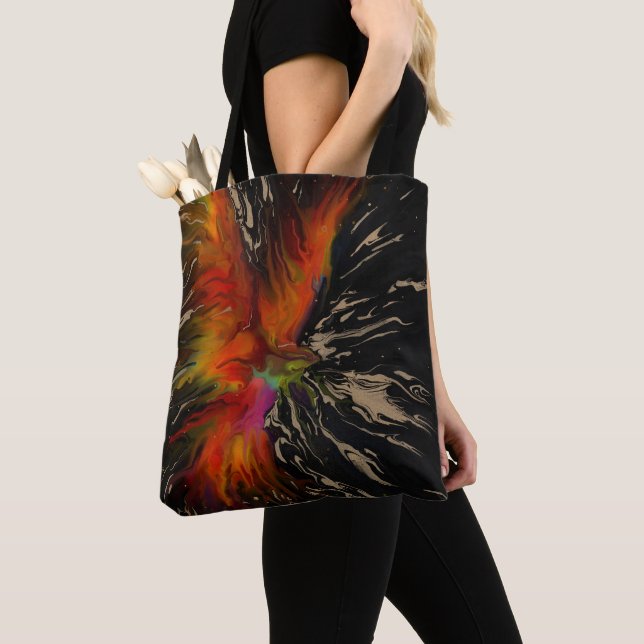 Tote Bag Le vol du phénix – Renaissance abstraite ardente (De près)