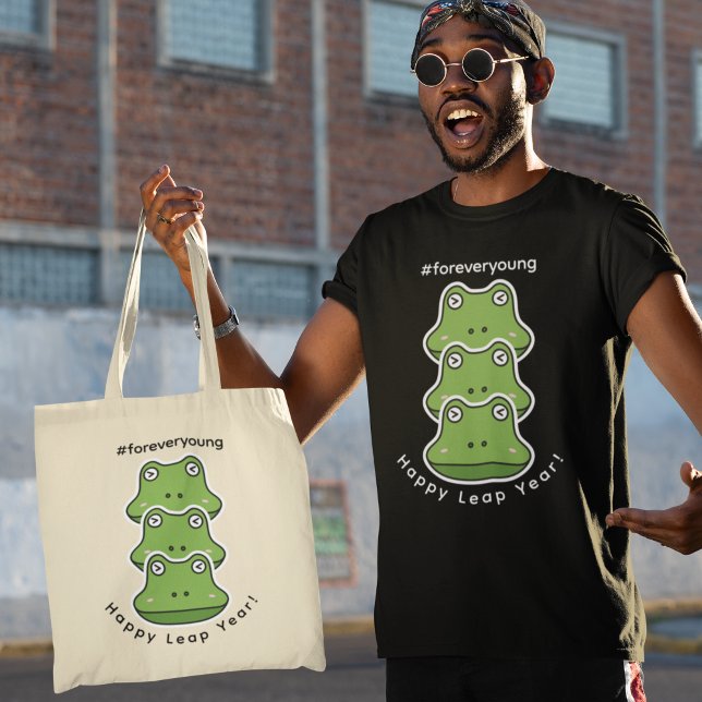 Tote Bag Leap Year Forever Young 3 Frogs 29 févr. (Créateur téléchargé)
