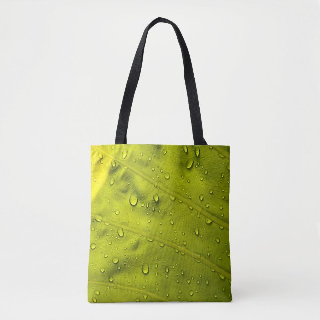 Tote Bag L'eau chute sur la feuille verte (Devant)