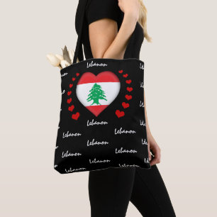 Tote Bag Lebanon Flag & Heart, mode/sport du drapeau libana