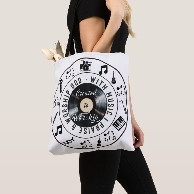 Tote Bag Lecteur de disque Créé pour Adorer (De près)