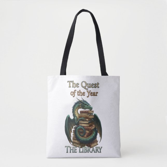 Tote Bag Lectrice de fantasy, bibliothécaire dragon | La qu (Devant)