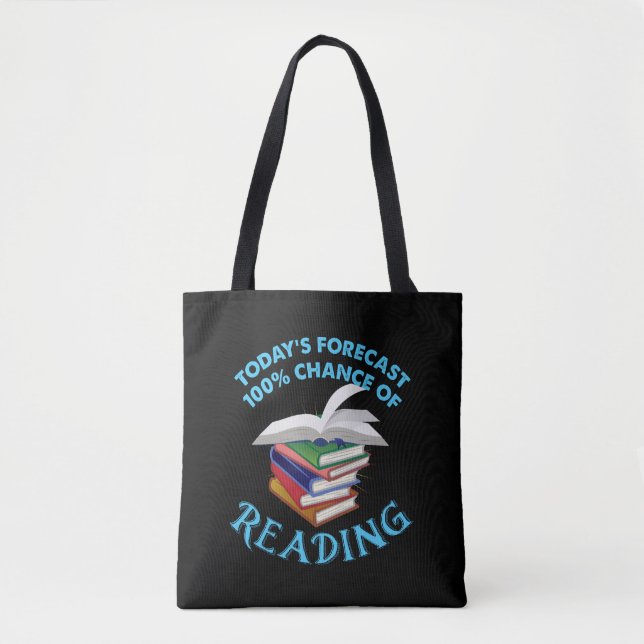 Tote Bag Lecture amusante - 100% Chance de lecture (Devant)