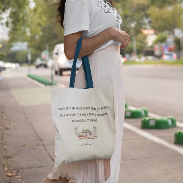 Tote Bag Lecture estivale amusante | Livre de monogramme (Créateur téléchargé)