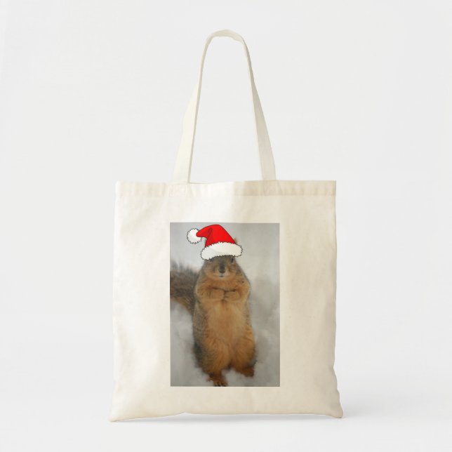 Tote Bag L'écureuil de Noël avec Père Noël (Devant)