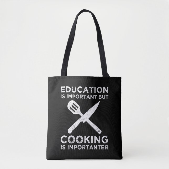 Tote Bag L'Éducation Est Importante, Mais La Cuisine Est Im (Devant)