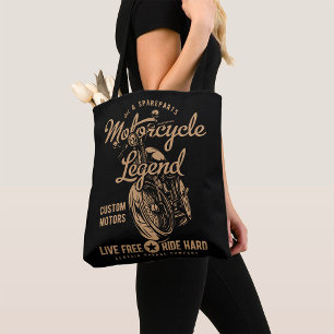 Tote Bag Légende de moto Vivre libre, rouler dur