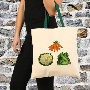 Tote Bag Légumes Anciens; Carottes, Chou-fleur, Laitue