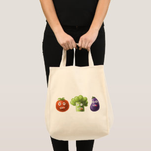 Tote Bag Légumes drôles - aubergine de tomate de brocoli