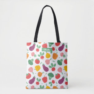 Tote Bag Légumes joyeux sur arrière - plan blanc