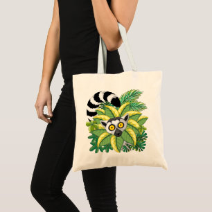 Tote Bag Lémuriens de Madagascar dans une jungle exotique