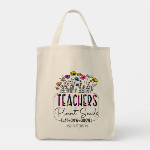 Tote Bag L'enseignant dit Fleur moderne Nom personnalisé