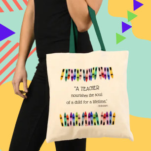 Tote Bag L'enseignant nourrit l'âme de l'enfant pour un cad