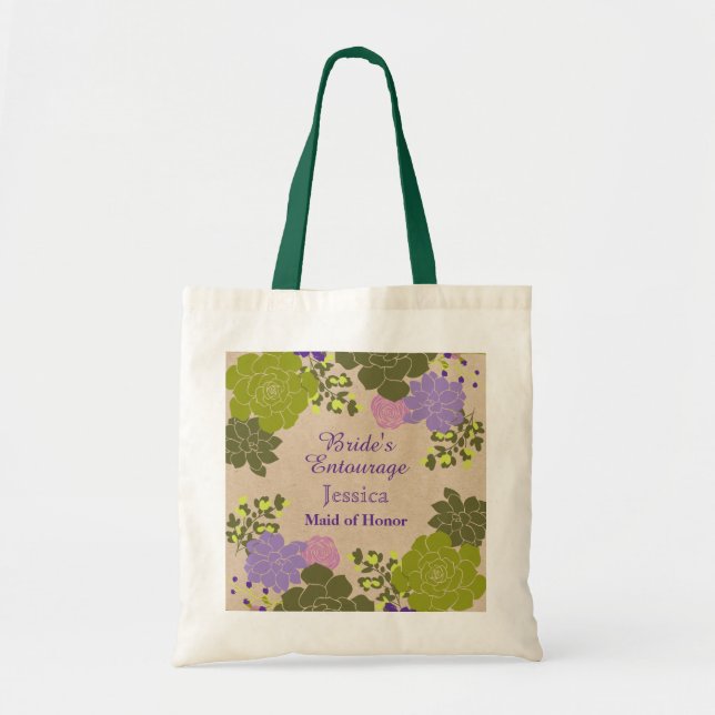 Tote Bag L'entourage de la jeune mariée florale succulente (Devant)