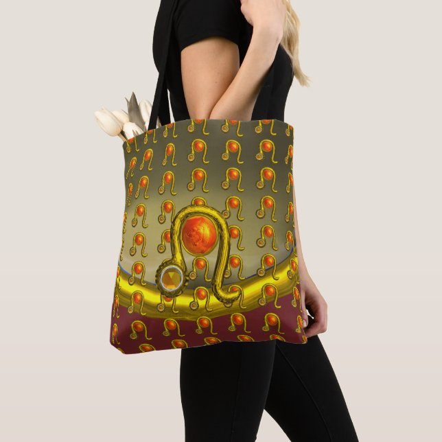 TOTE BAG LEO GOLD ZODIAC ANNIVERSAIRE JAUNE JAUNE JAUNE TOP (De près)