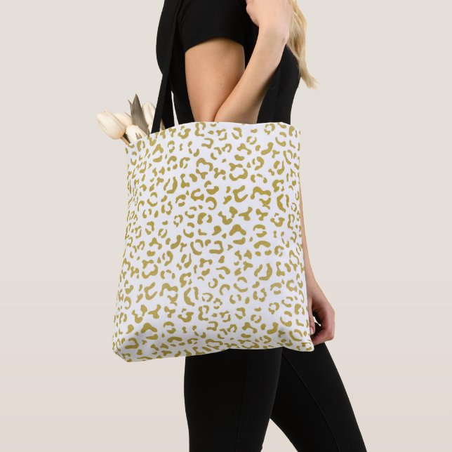 Tote Bag Leopard d'or, Parties scintillant d'or, Empreinte  (De près)