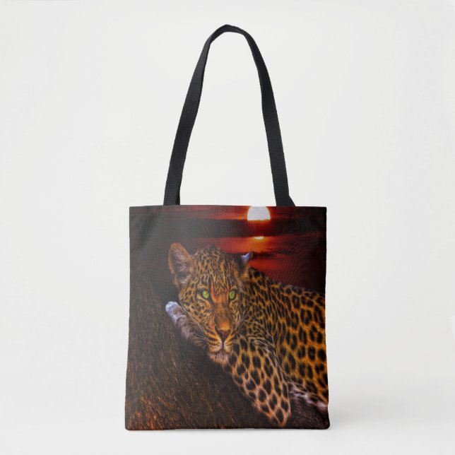 Tote Bag Leopard du coucher de soleil (Devant)