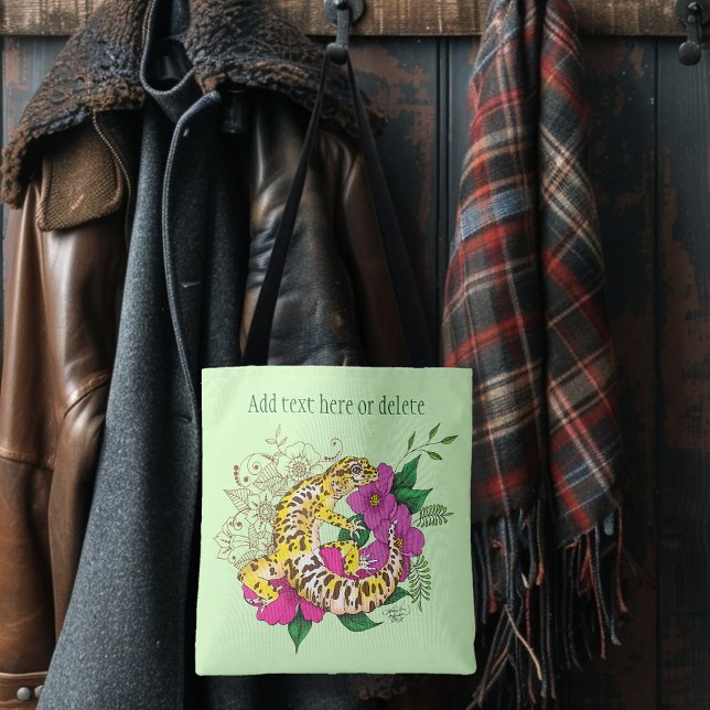 Tote Bag Léopard jaune Gecko Vert (Créateur téléchargé)