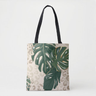 Tote Bag Leopard Monstera : Jungle Imprimer Vintage.