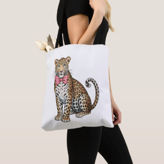 Tote Bag Leopard Pink Coquette Bow Girly Sublimation Art
