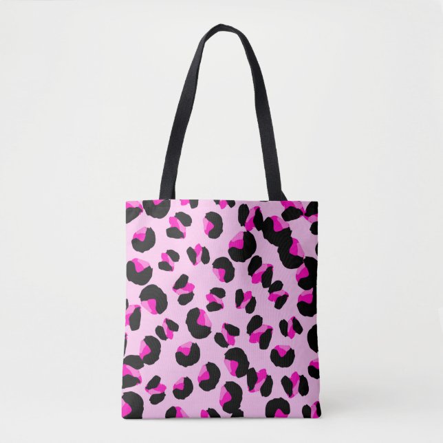 Tote Bag Léopard rose. Motif de peau animale. Leopard. Pant (Devant)