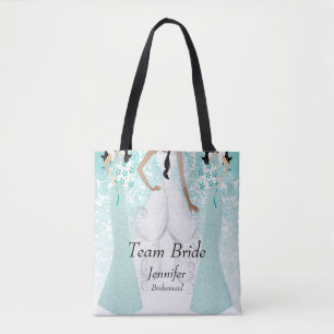 Tote Bag L'équipe de la mariée en sarcelle