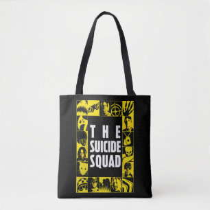 Tote Bag L'équipe du suicide   Blocs d'icônes jaune et no