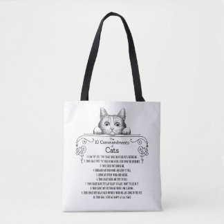 Tote Bag Les 10 commandements des chats drôles