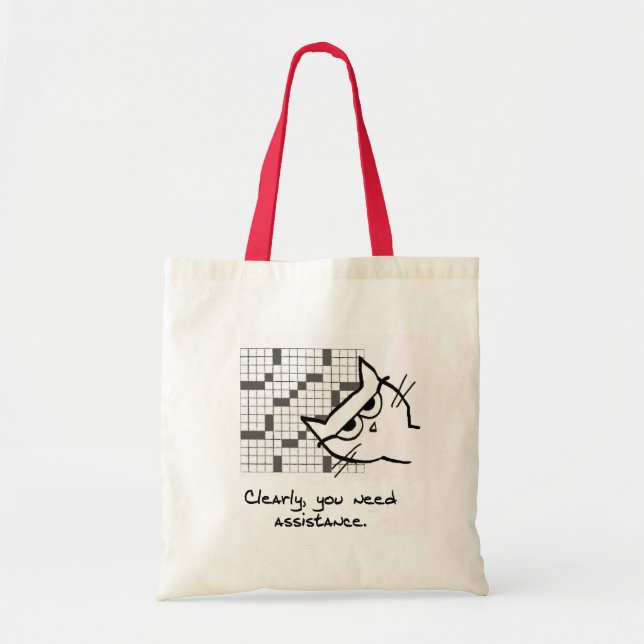 Tote Bag Les aides de chat avec les mots croisé - chat (Devant)