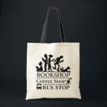 Tote Bag Les amateurs de livre et de café Funny Shopping Ba<br><div class="desc">Boutique haltes pour les amateurs de livres amusant sac fourre-tout illustré.</div>