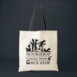 Tote Bag Les amateurs de livre et de café Funny Shopping Ba<br><div class="desc">Boutique haltes pour les amateurs de livres amusant sac fourre-tout illustré.</div>