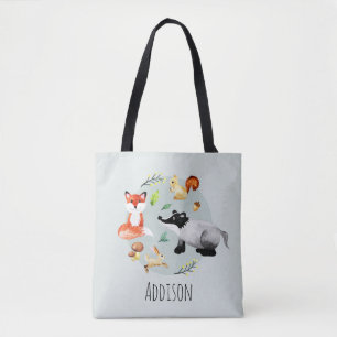 Tote Bag Les animaux de la forêt des bois de Cute Fox et Na
