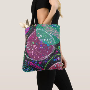 Tote Bag Les Anneaux de Saturne : Art abstrait maximaliste 