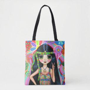 Tote Bag Les années 70 hippies psychédéliques des année