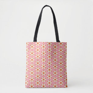 Tote Bag les années 70 Rétro motif de puissance de fleur ar